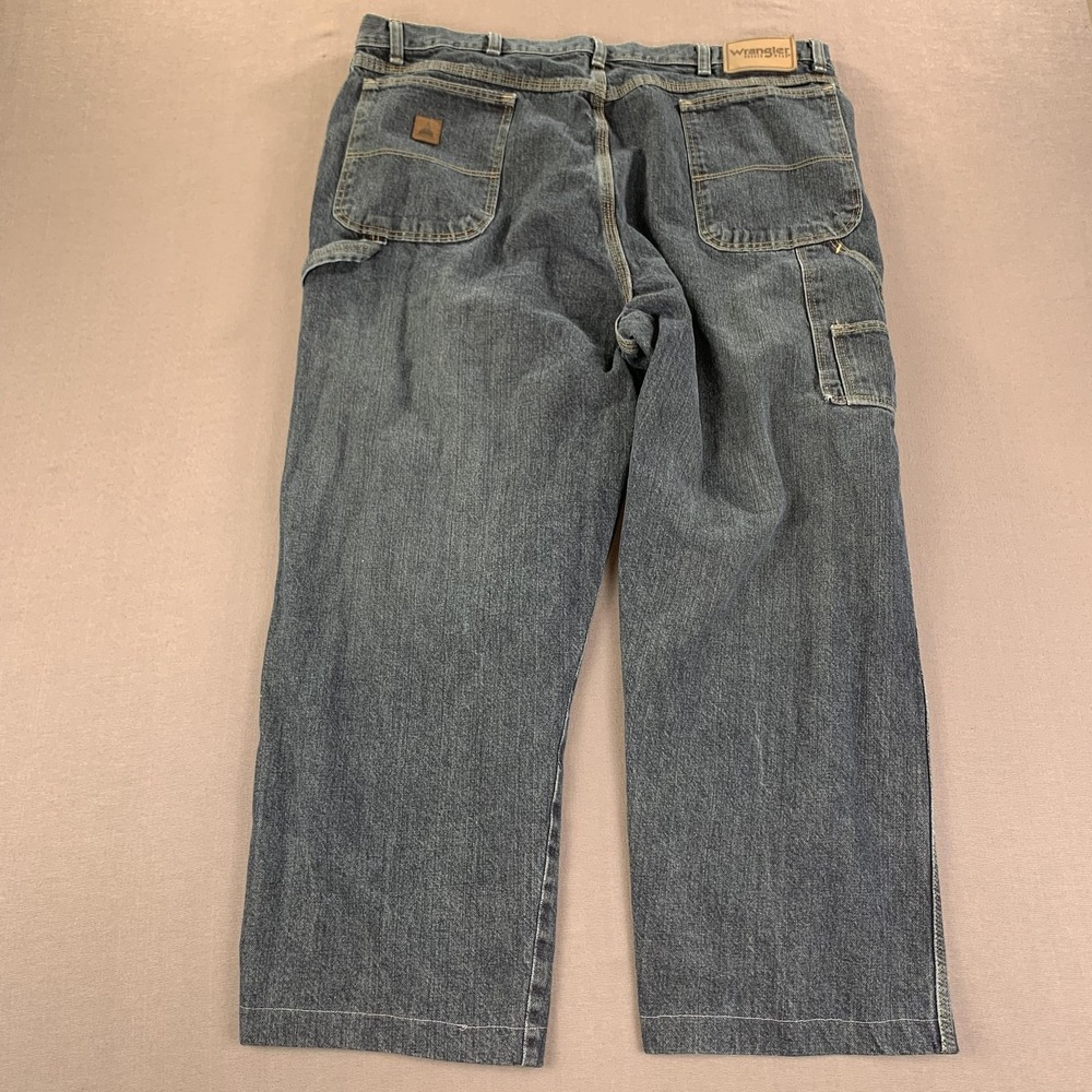 Wrangler Rugged Wear Jeans Mens 42x34 (Fits 40x28) Blue Carpenter Workwear Denim